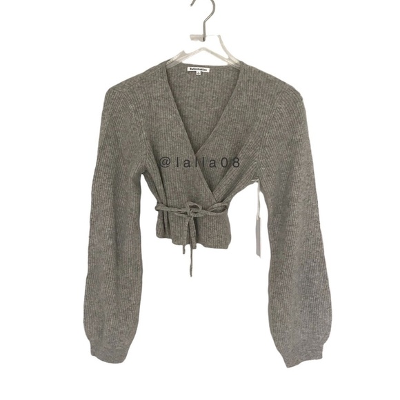 Reformation Remus cashmere wrap sweater gray - Picture 5 of 10